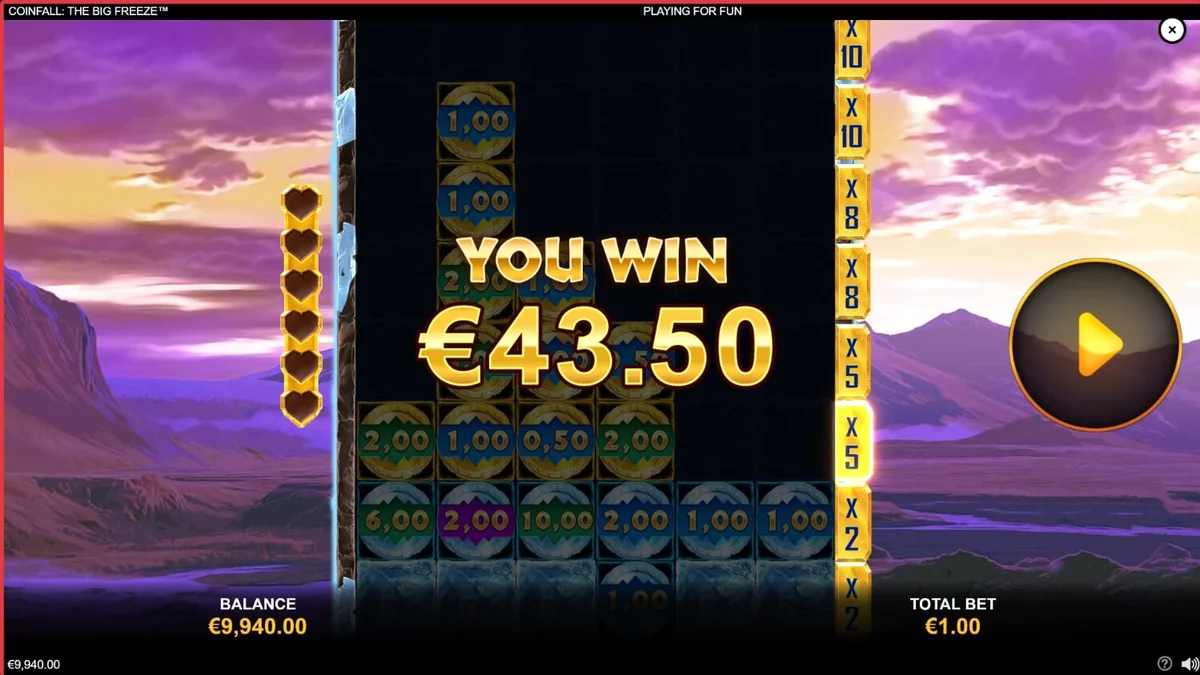 Tampilan visual slot Coinfall: The Big Freeze dengan tema zaman es
